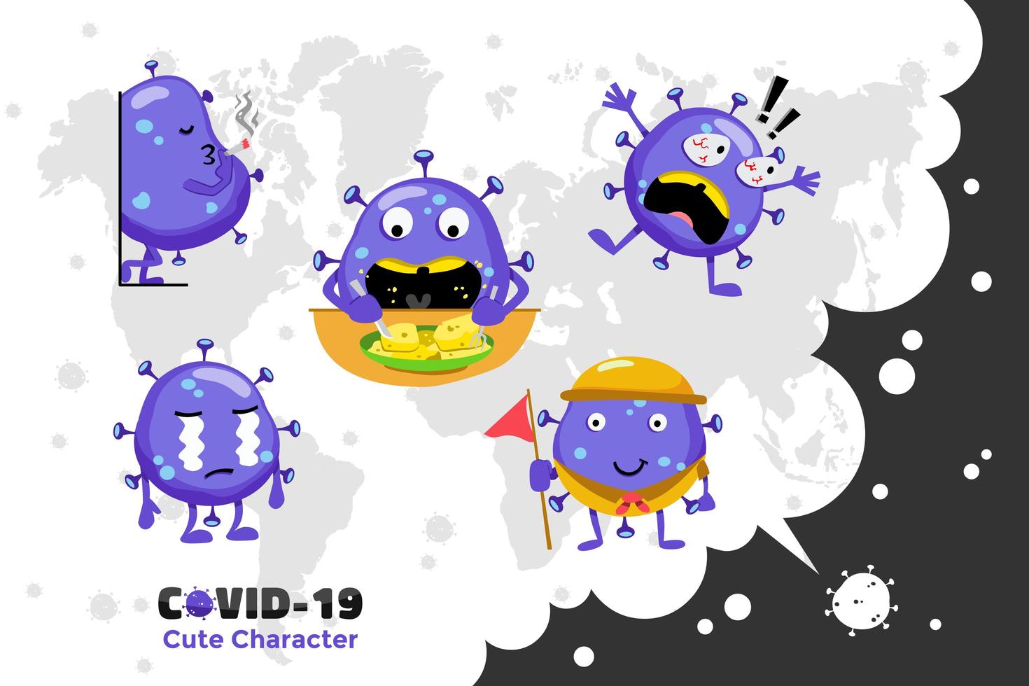 diseño de personaje covid-19 vector