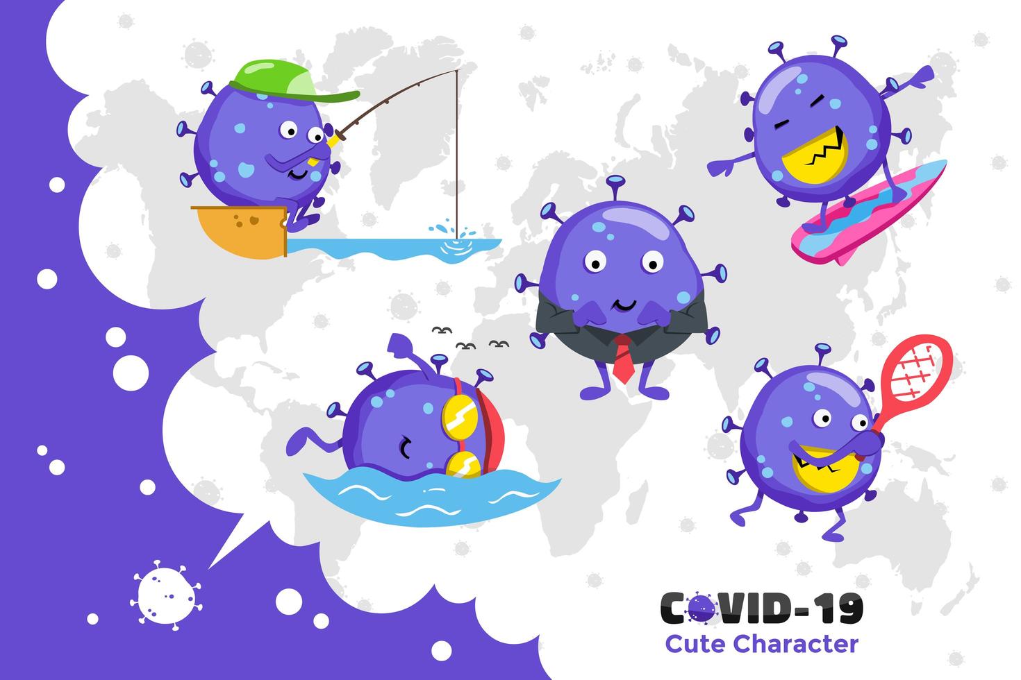 diseño de personajes de coronavirus vector