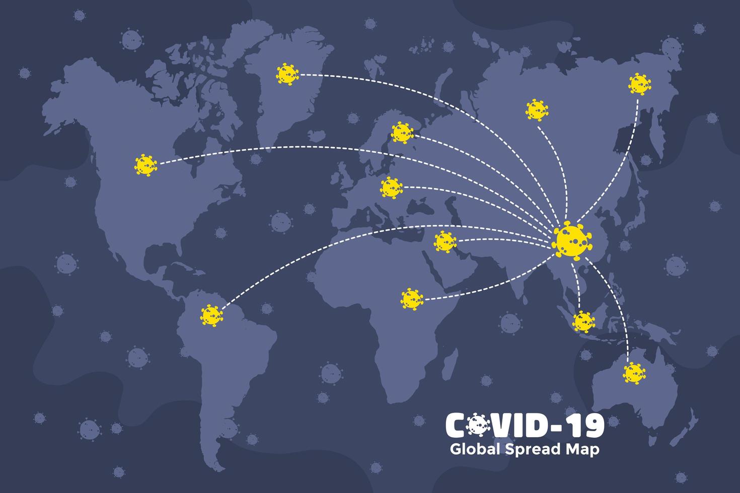 Covid-19 Global Spread Map From China vector