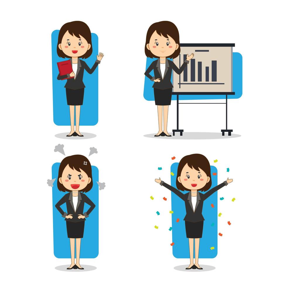 Business Woman Character Set vector