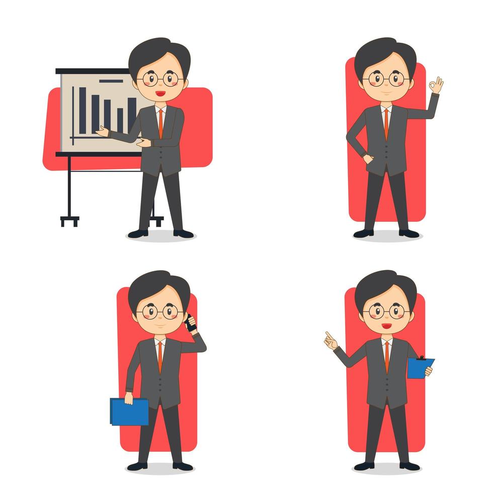 A Set of Asian Businessman Character vector