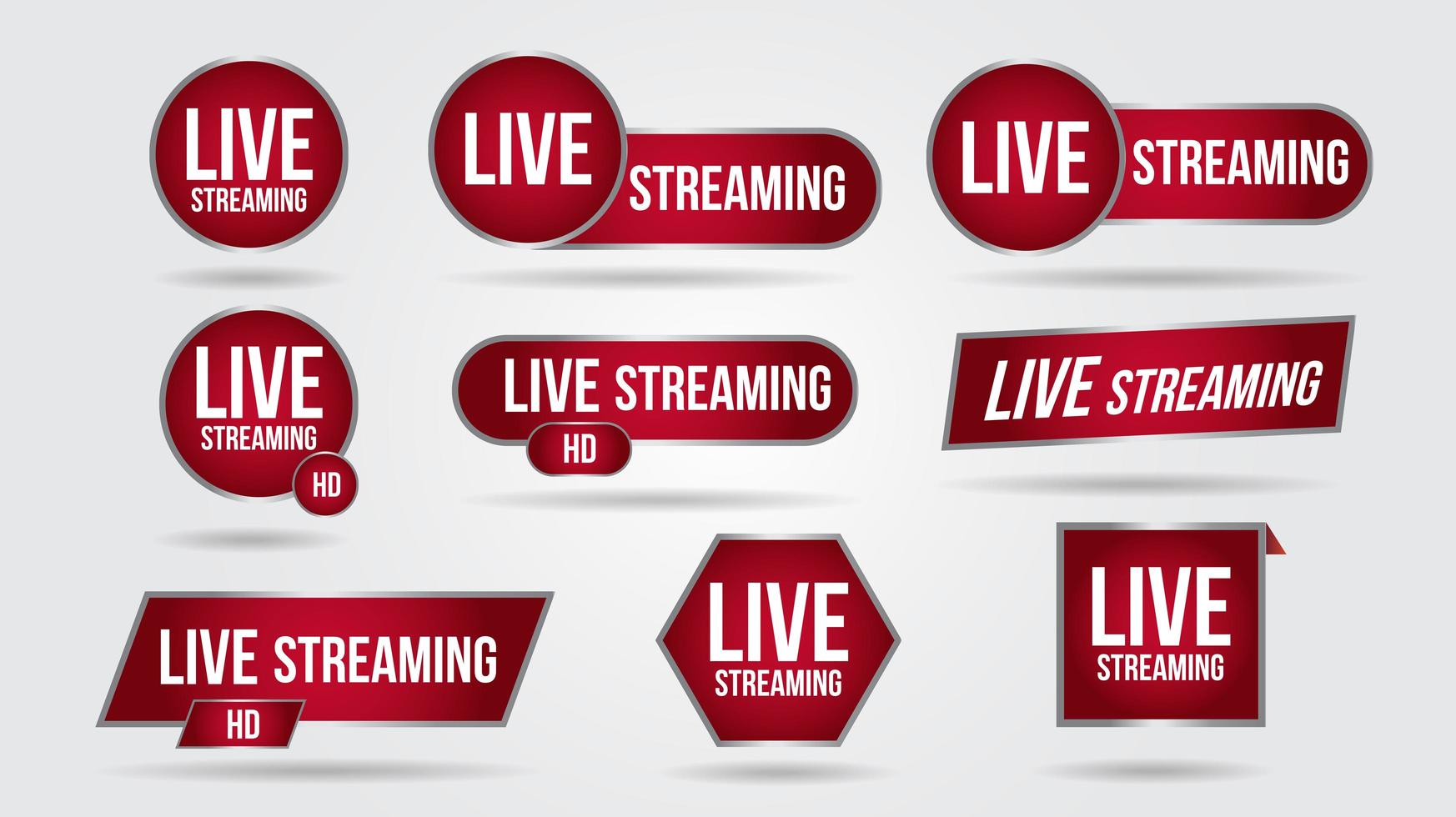 Set of live video streaming icon set vector