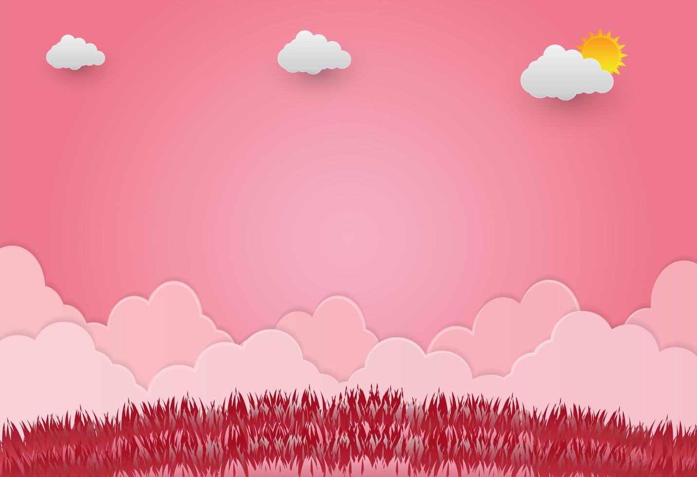 tarjeta de San Valentín en rosa con escena al aire libre vector