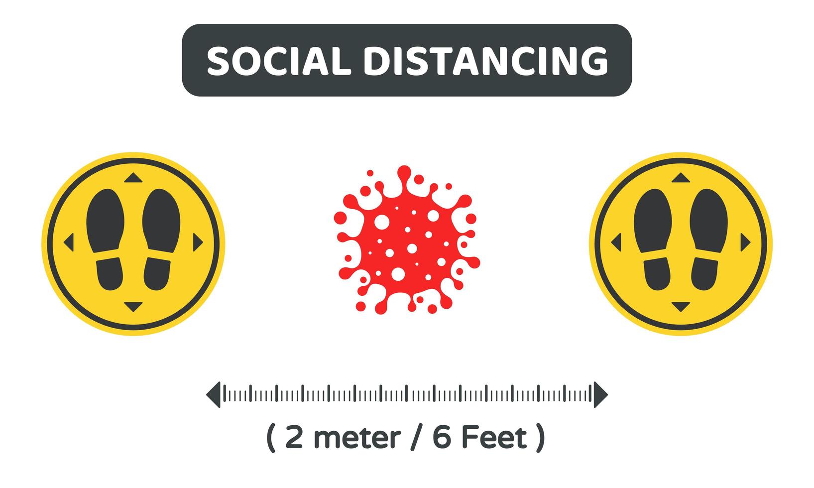 distanciadores sociales de fabricantes de pies y glóbulos rojos vector