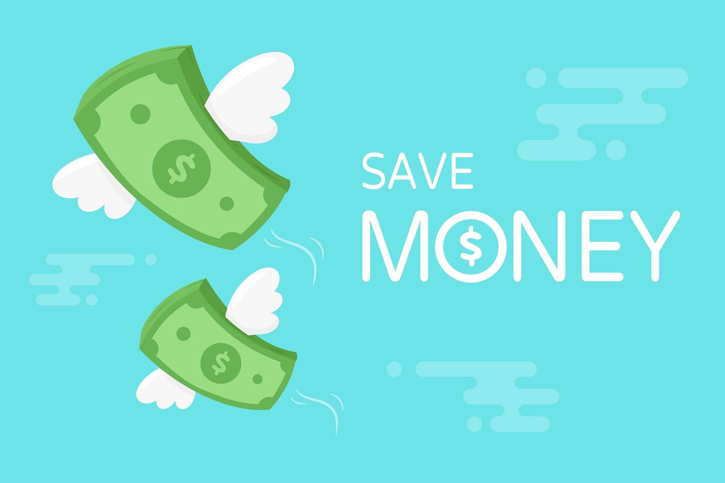 Banknotes with wings rising in the sky vector
