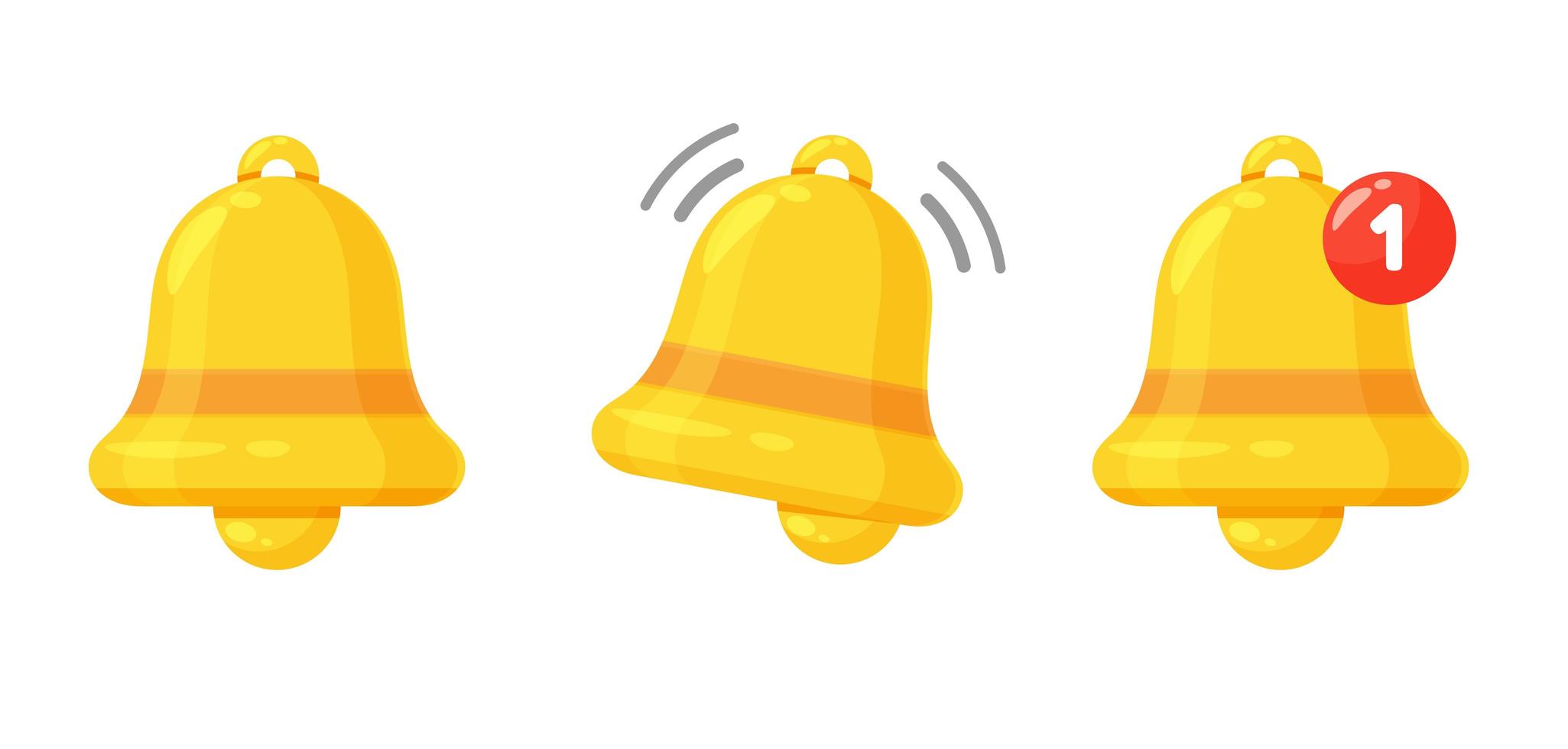 Golden notification bell set vector