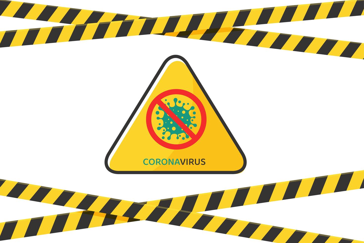 Caution tape barricade with Coronavirus warning sign vector