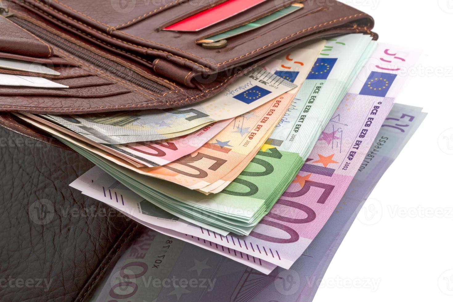 monedero con billetes en euros 1113411 Foto stock en Vecteezy