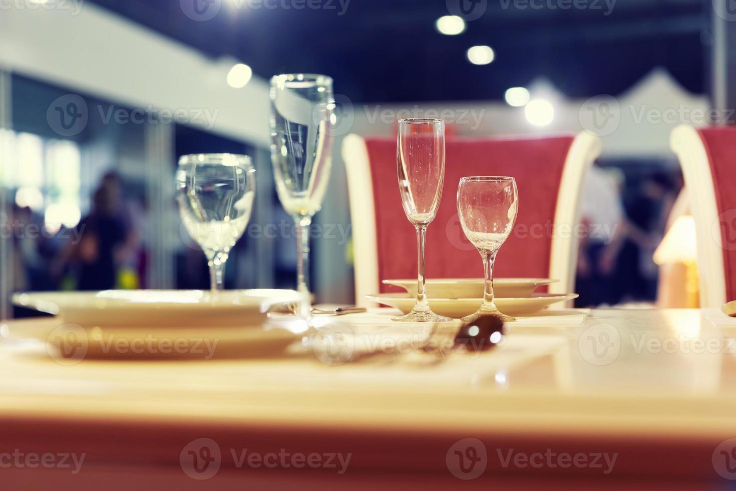 Served fashion table with glases photo