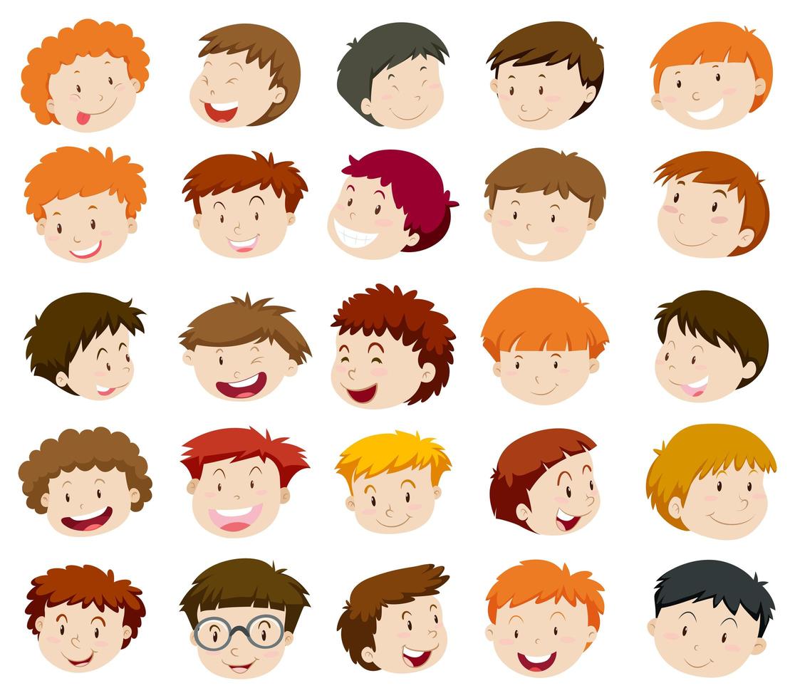 Boy Heads Set vector