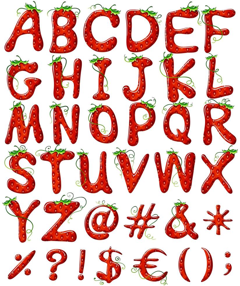 Strawberry Alphabets Letters vector