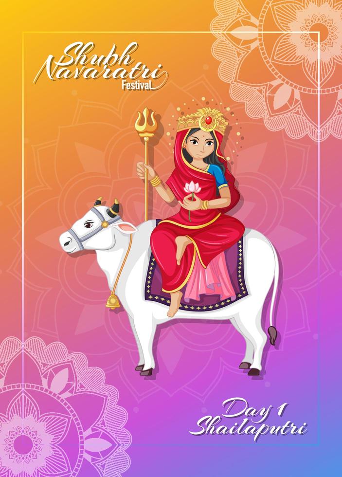 Cartel del festival navarati con diosa vector