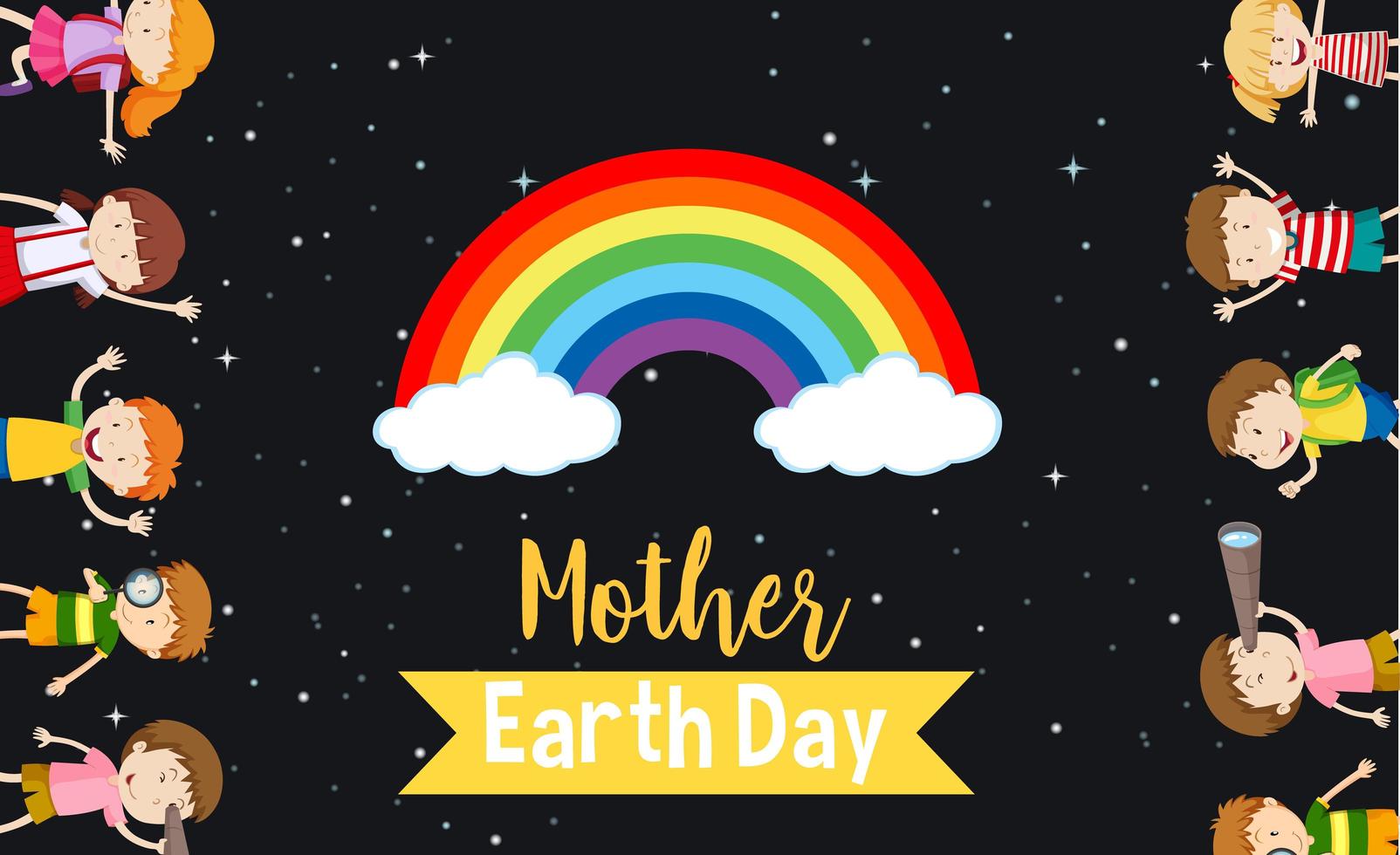 Mother Earth Day Poster with Happy Kids vector