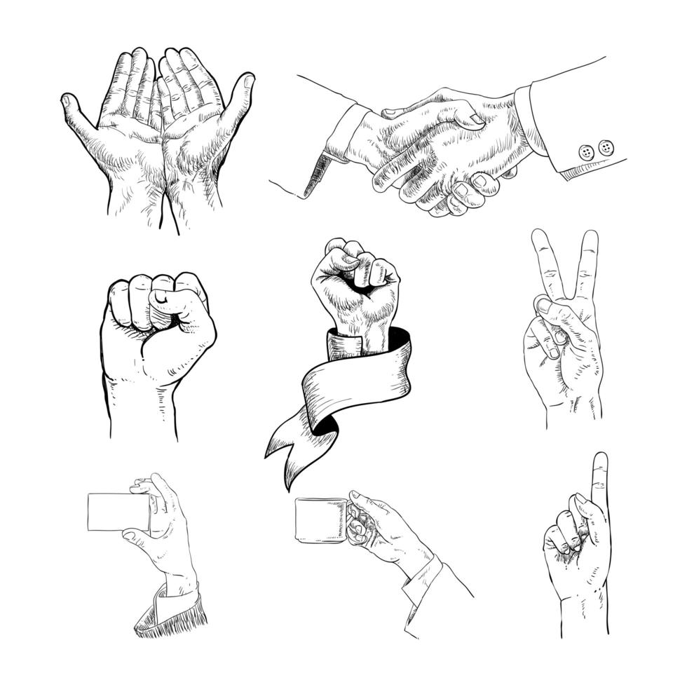 Sketches of hands set  vector