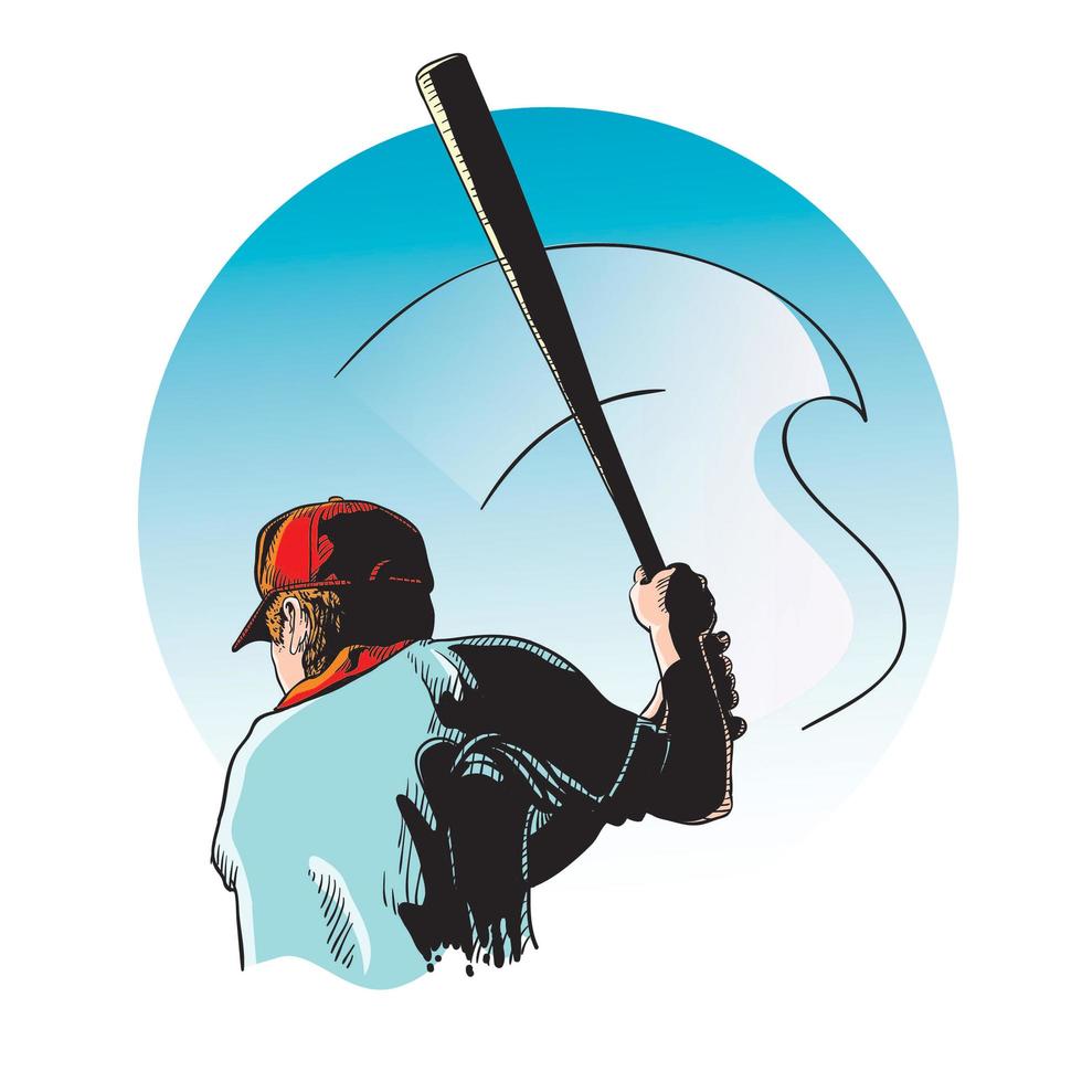 Baseball player at bat sketch  vector