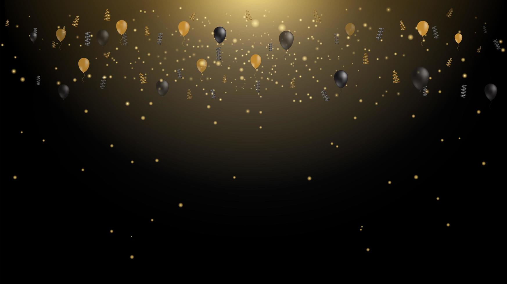 Golden confetti light falling on luxury black background vector