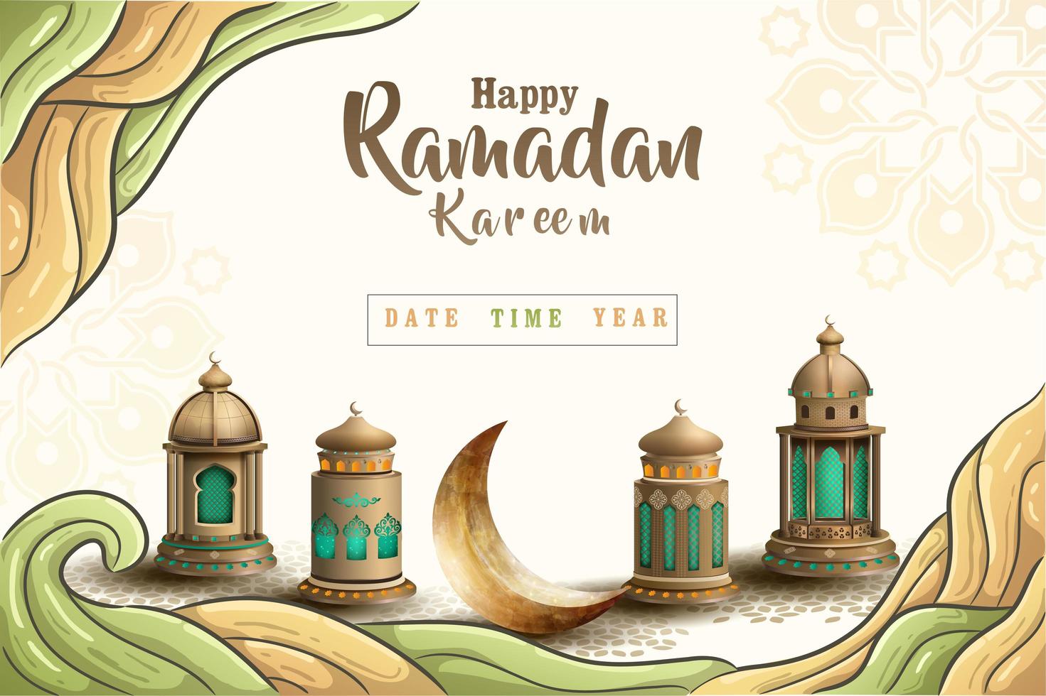 Islamic greeting ramadan kareem card design background vector