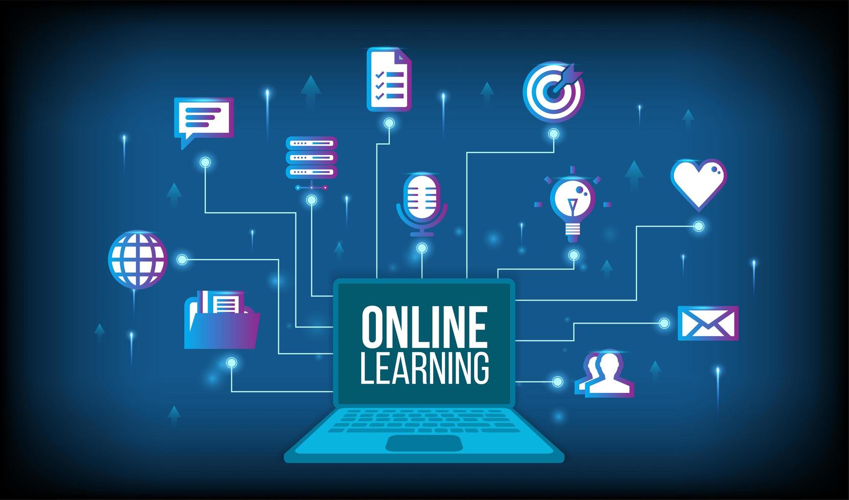 Online learning concept with laptop  vector