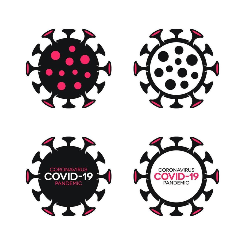 Coronavirus Filled and Outlined Icons with Covid-19  vector