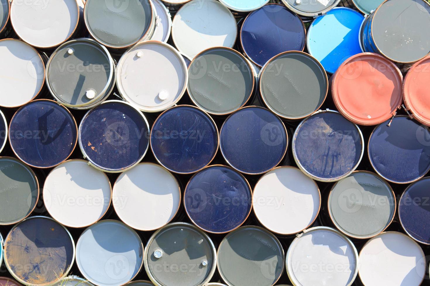 oil barrels or chemical drums stacked up photo