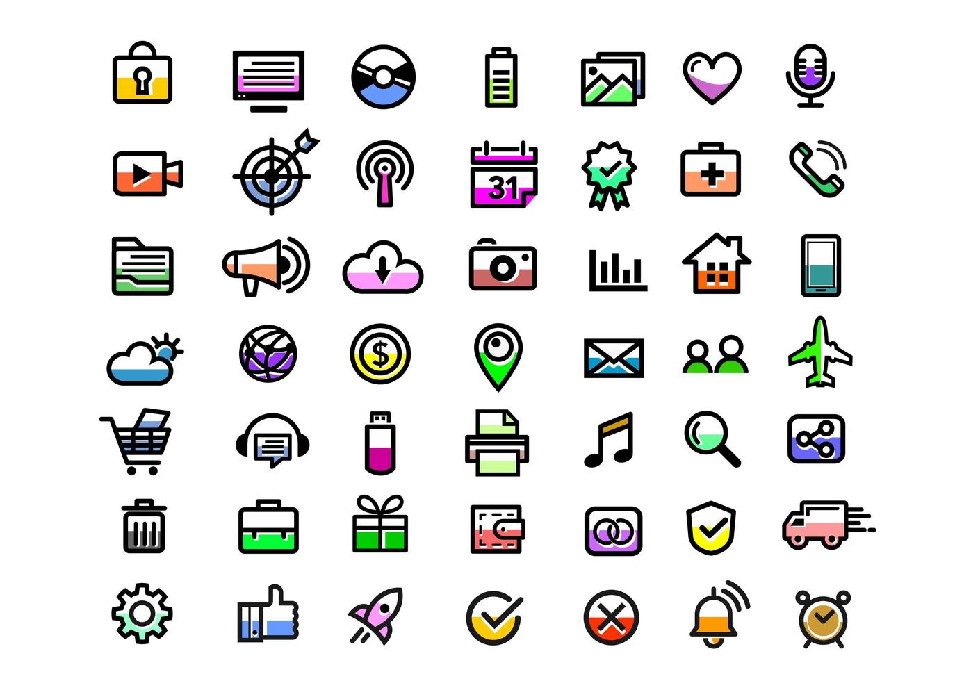 Set of high quality colorful web icons vector