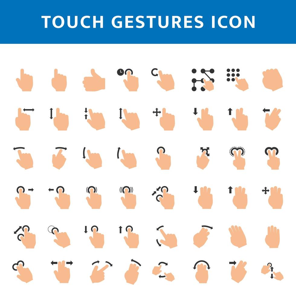 Set of touch gesture icons vector