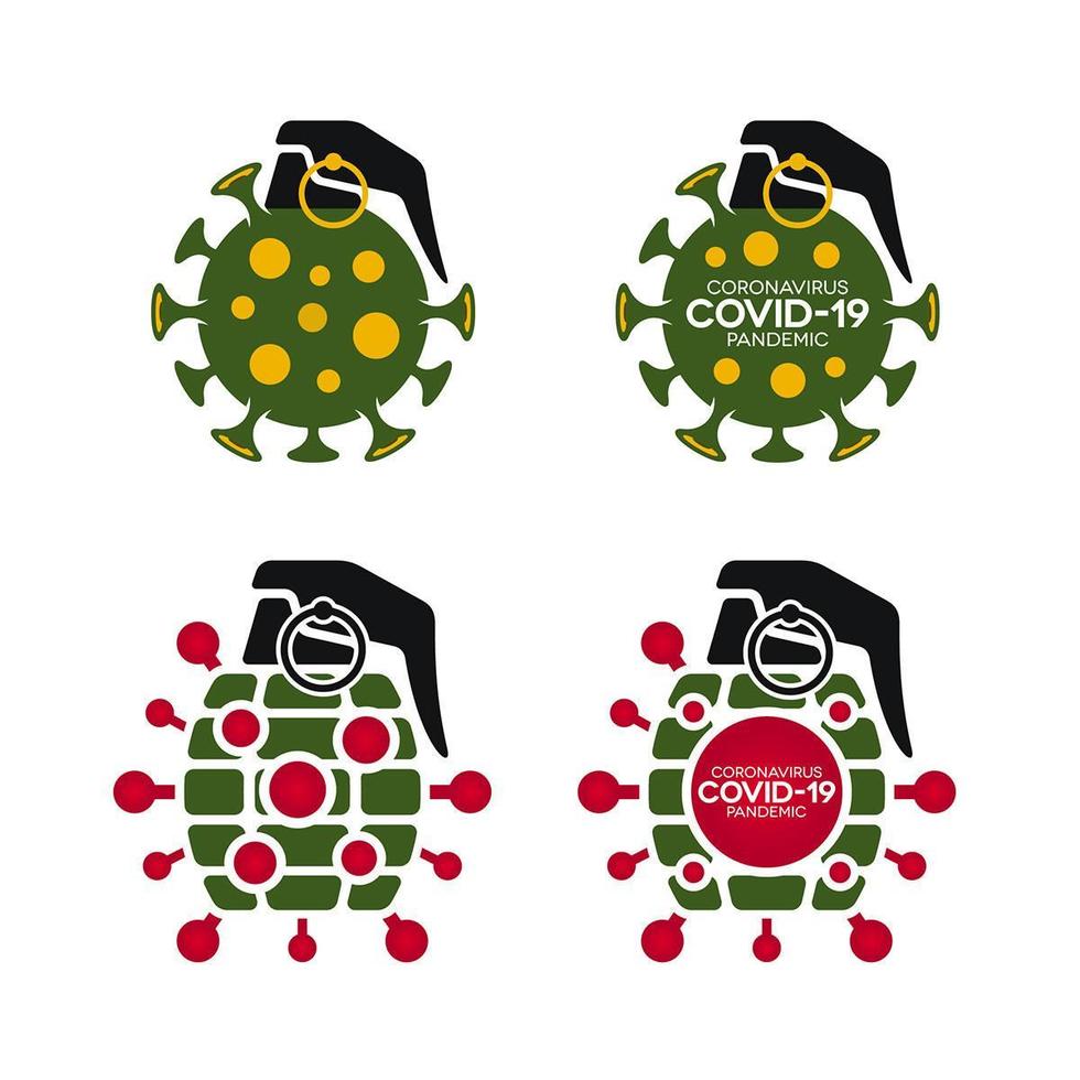 Coronavirus Covid-19 Grenade Bomb Icon Set vector