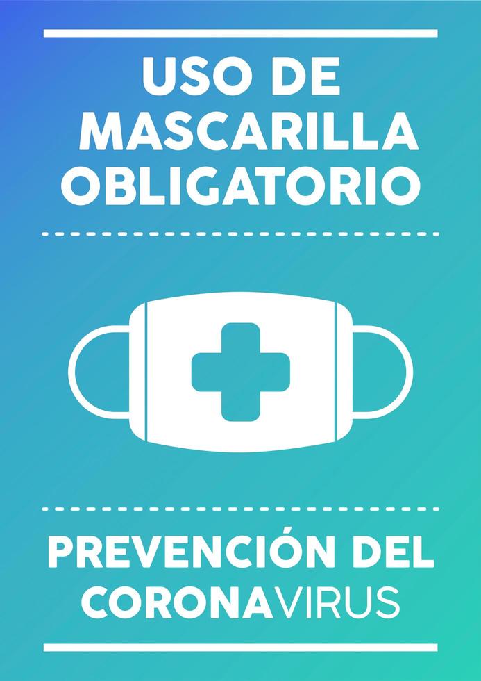 Mandatory use of mask poster written in Spanish vector