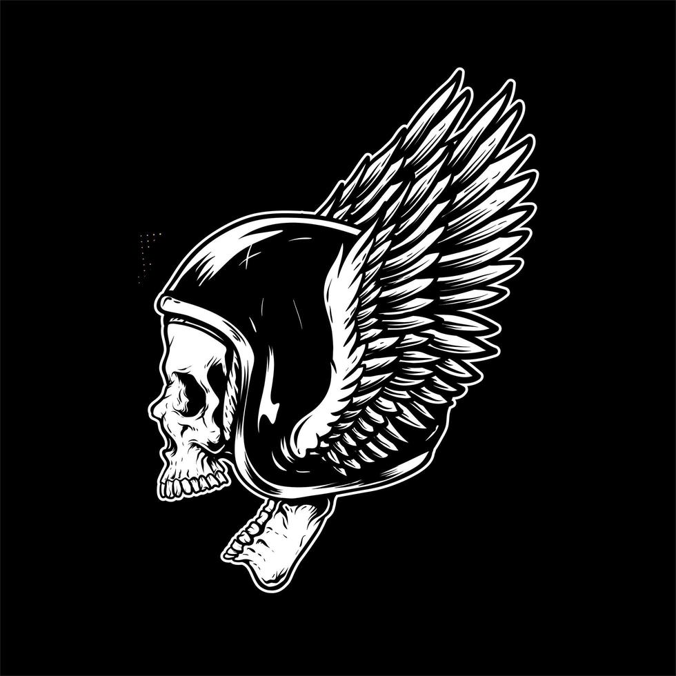 Skull in Retro Winged Helmet vector