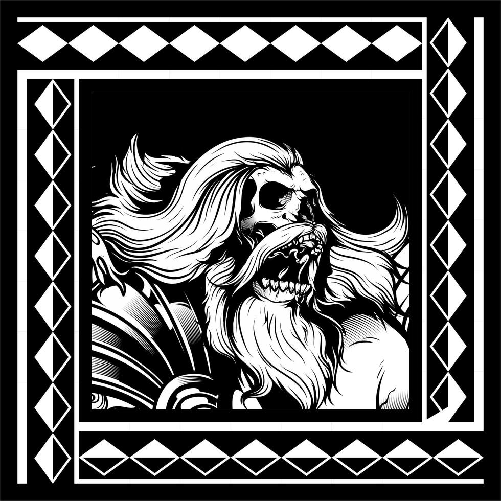 Skeleton with Long Hair and Beard vector