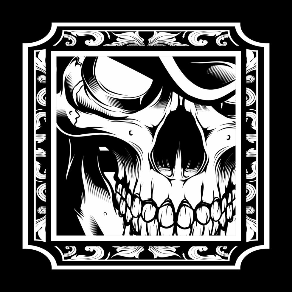 Retro Skeleton Black and White vector