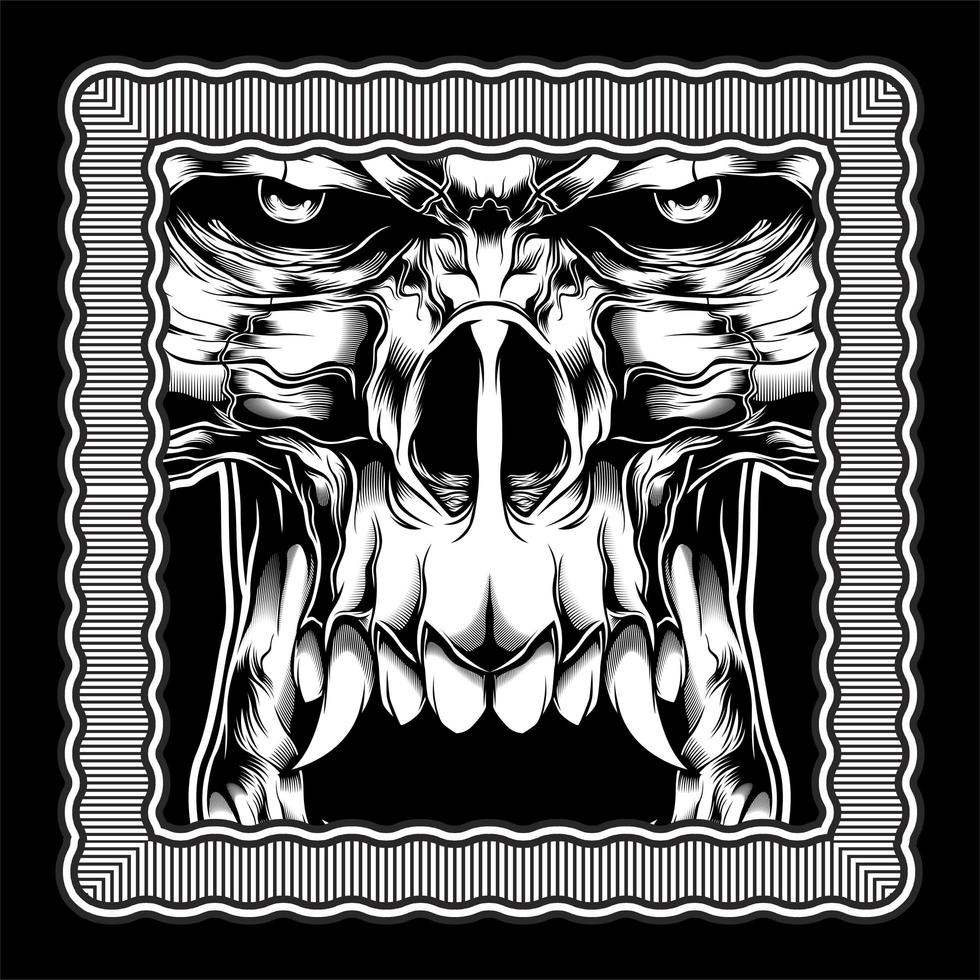 Spooky Skull with Curved Out Fangs vector