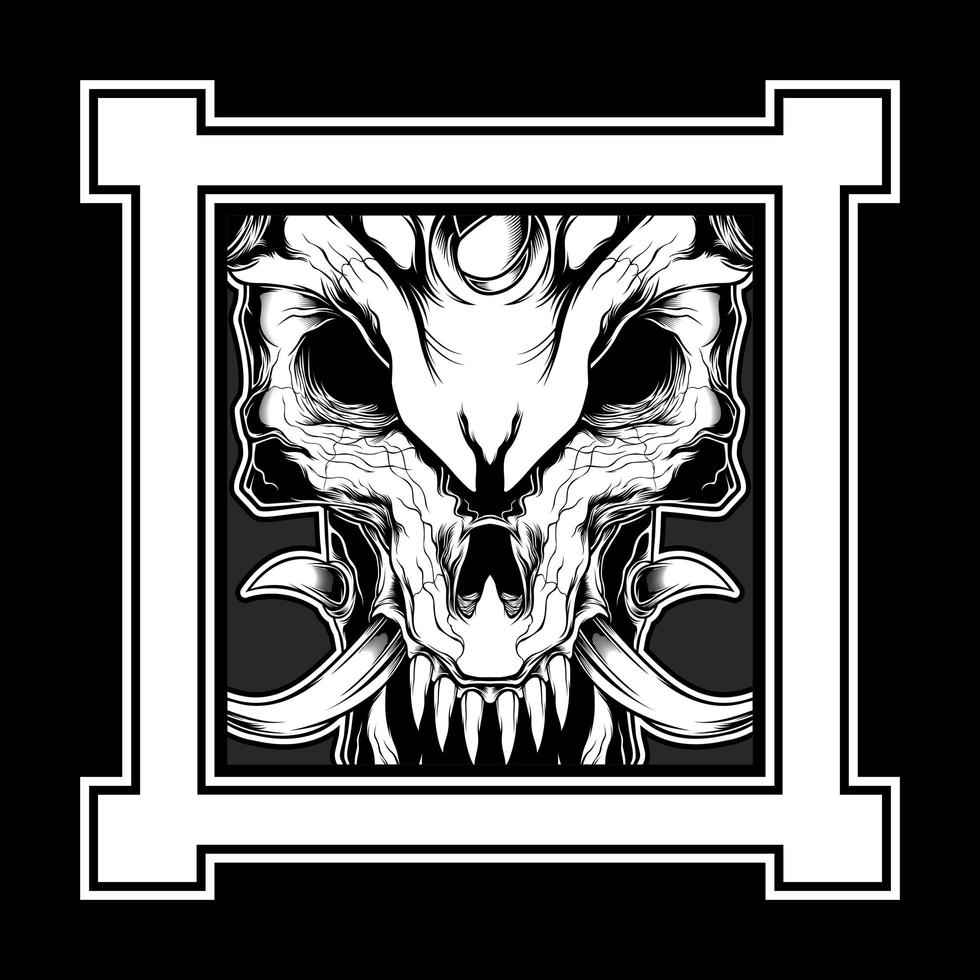 Skull Horror with Horn Fangs vector