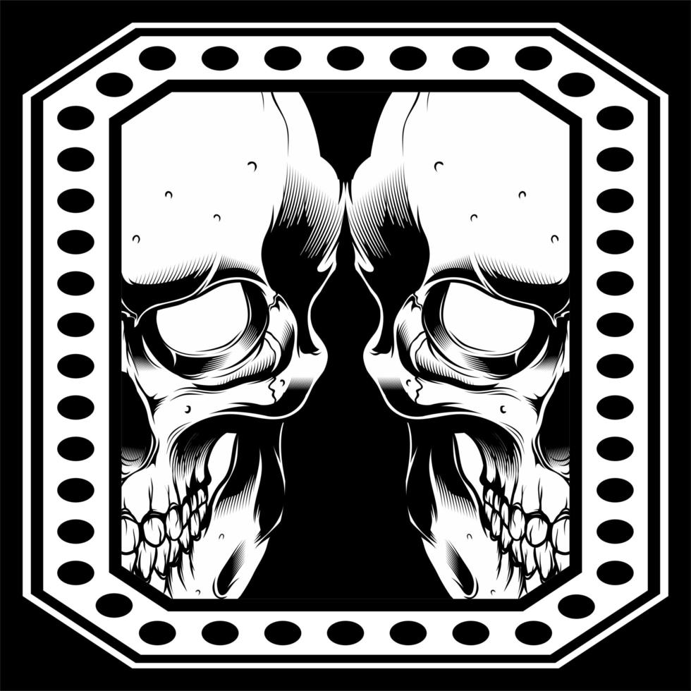 cara de calavera doble en marco de puntos vector