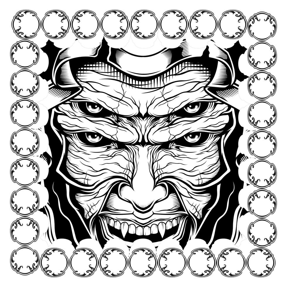 Hooded Demon-like Face vector