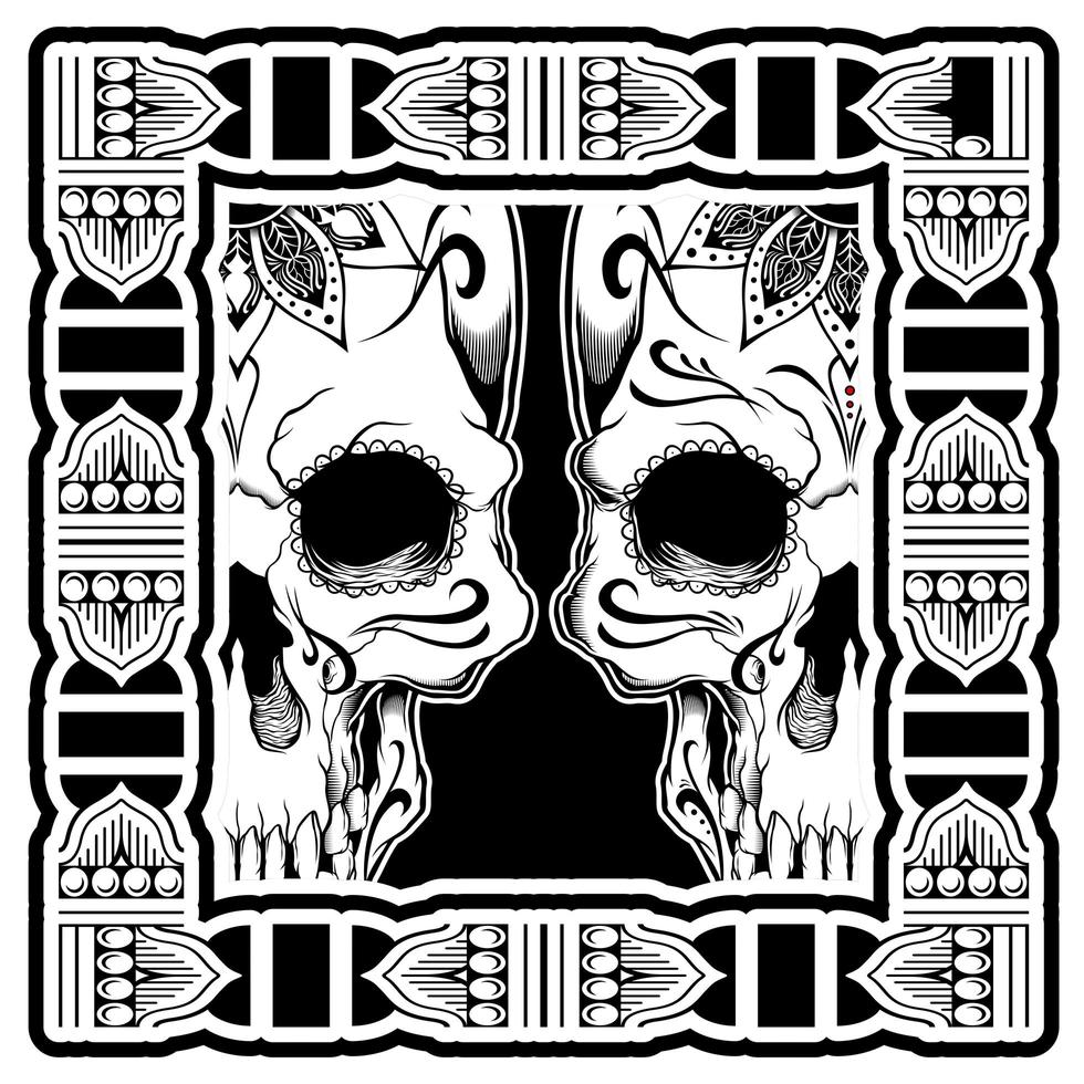 Twin Native Skulls Side by Side vector