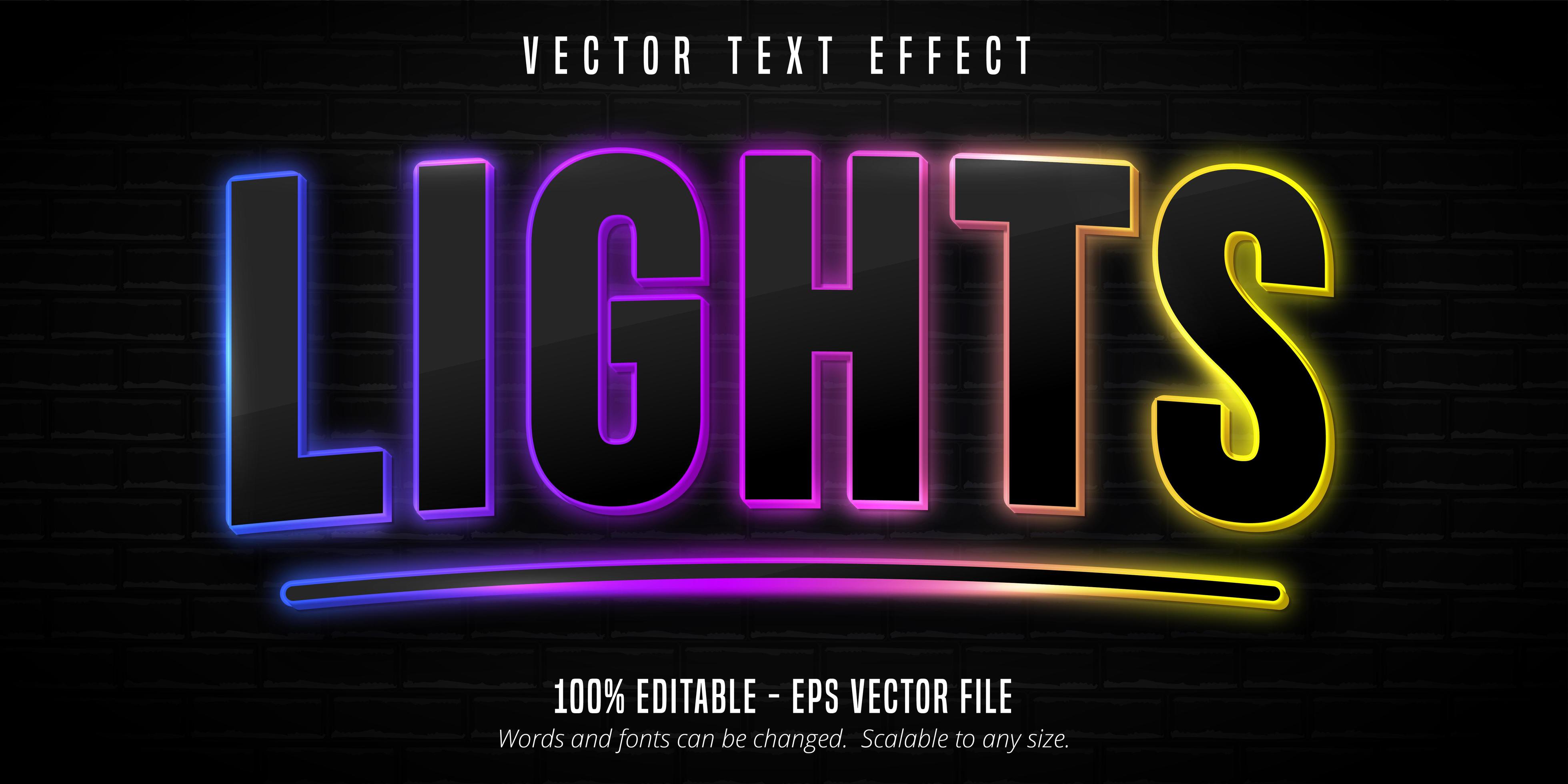 Lights neon text effect 1121176 Vector Art at Vecteezy