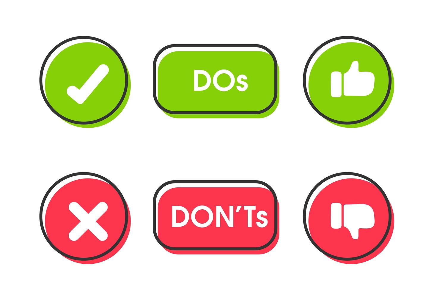 Do and don't like and dislike icon set vector