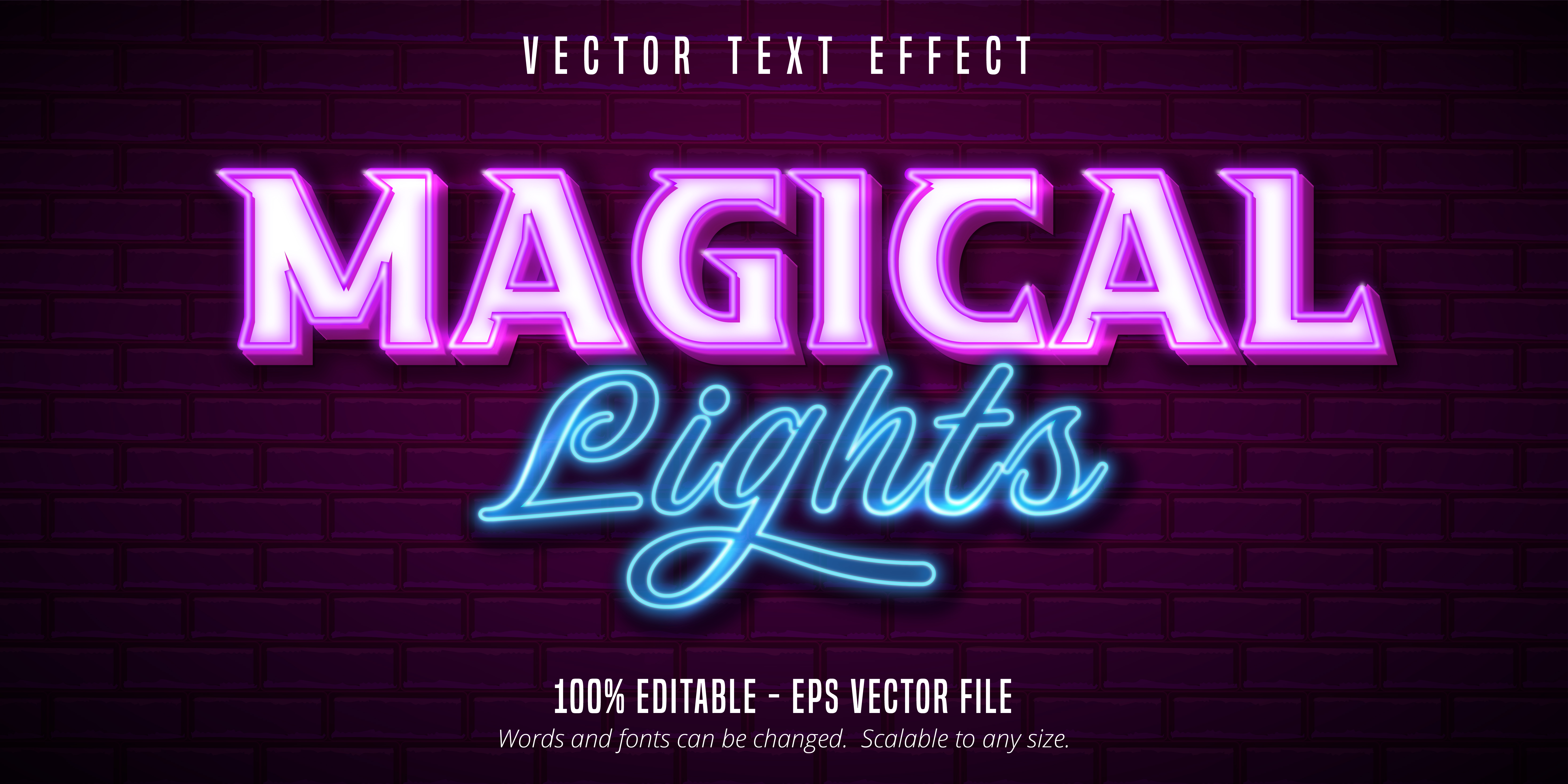 Magical lights neon text effect 1121189 - Download Free Vectors