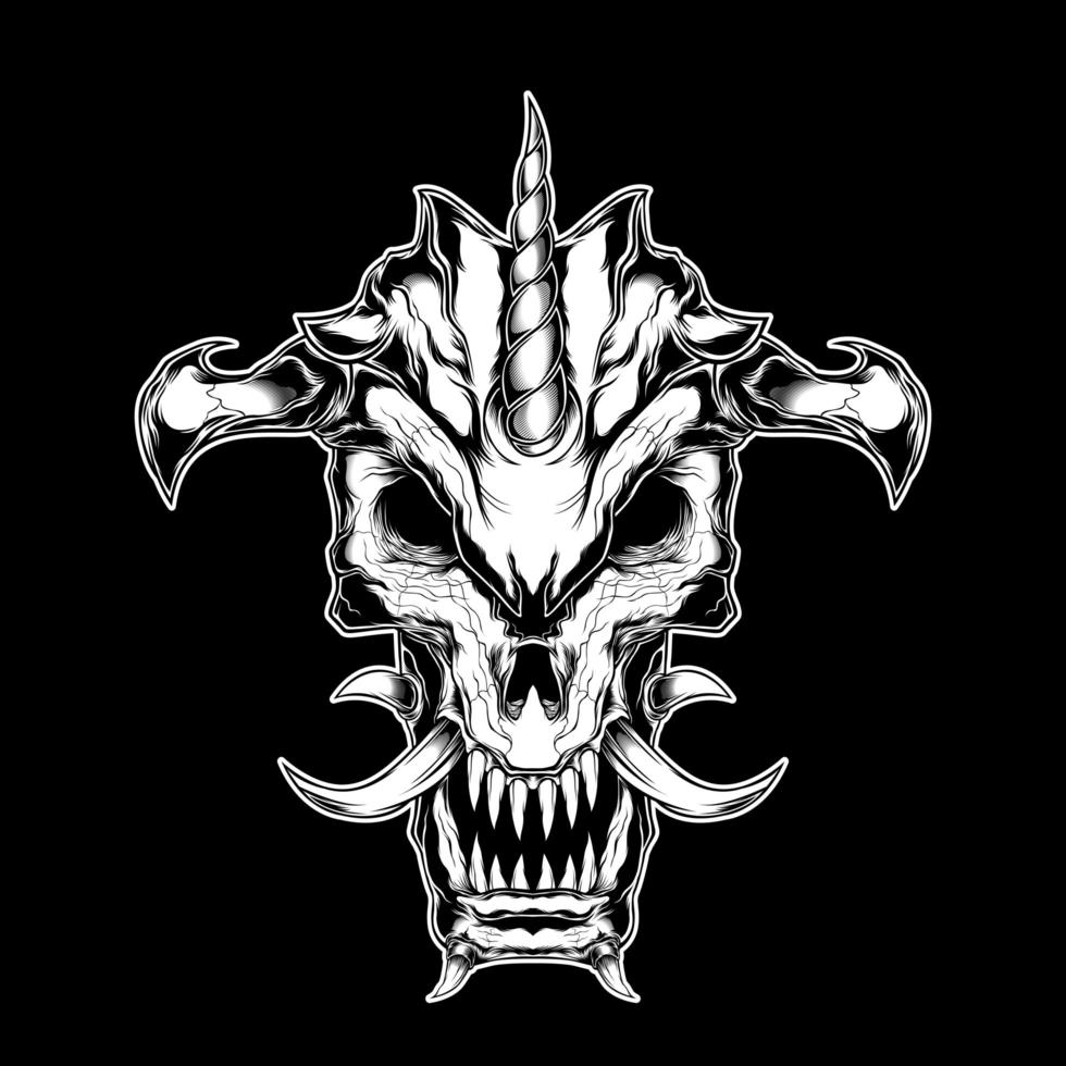 White Skeleton with Horns Design  vector