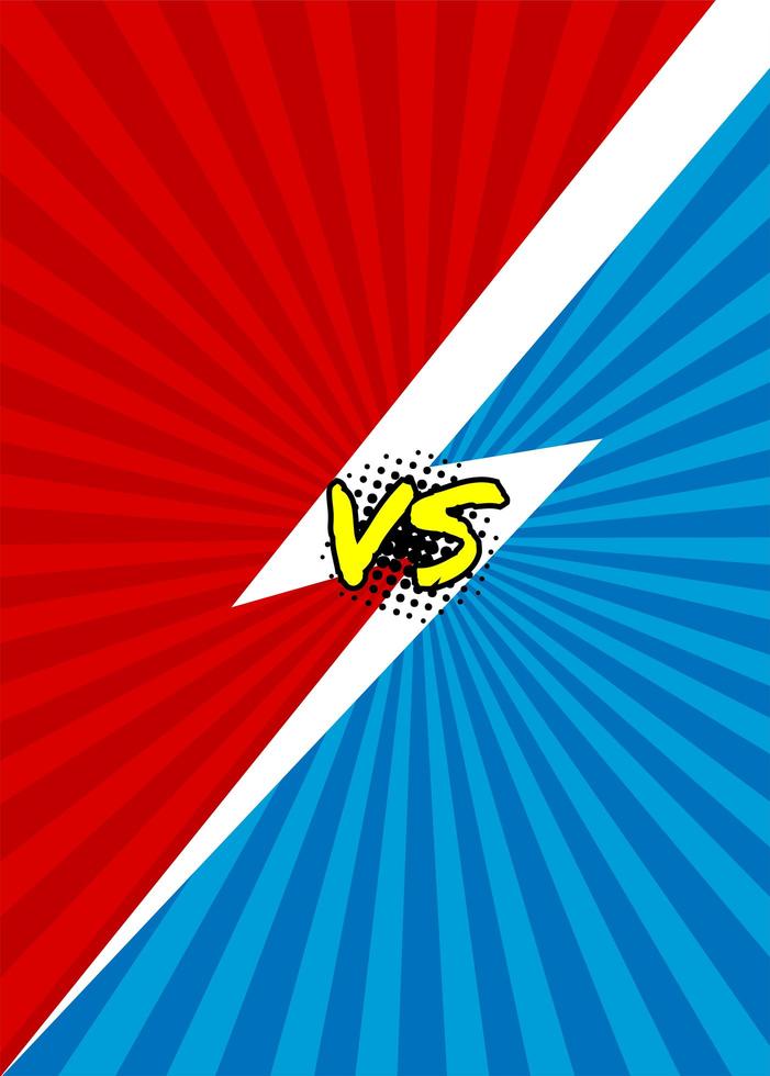 rayo azul y rojo versus diseño vector