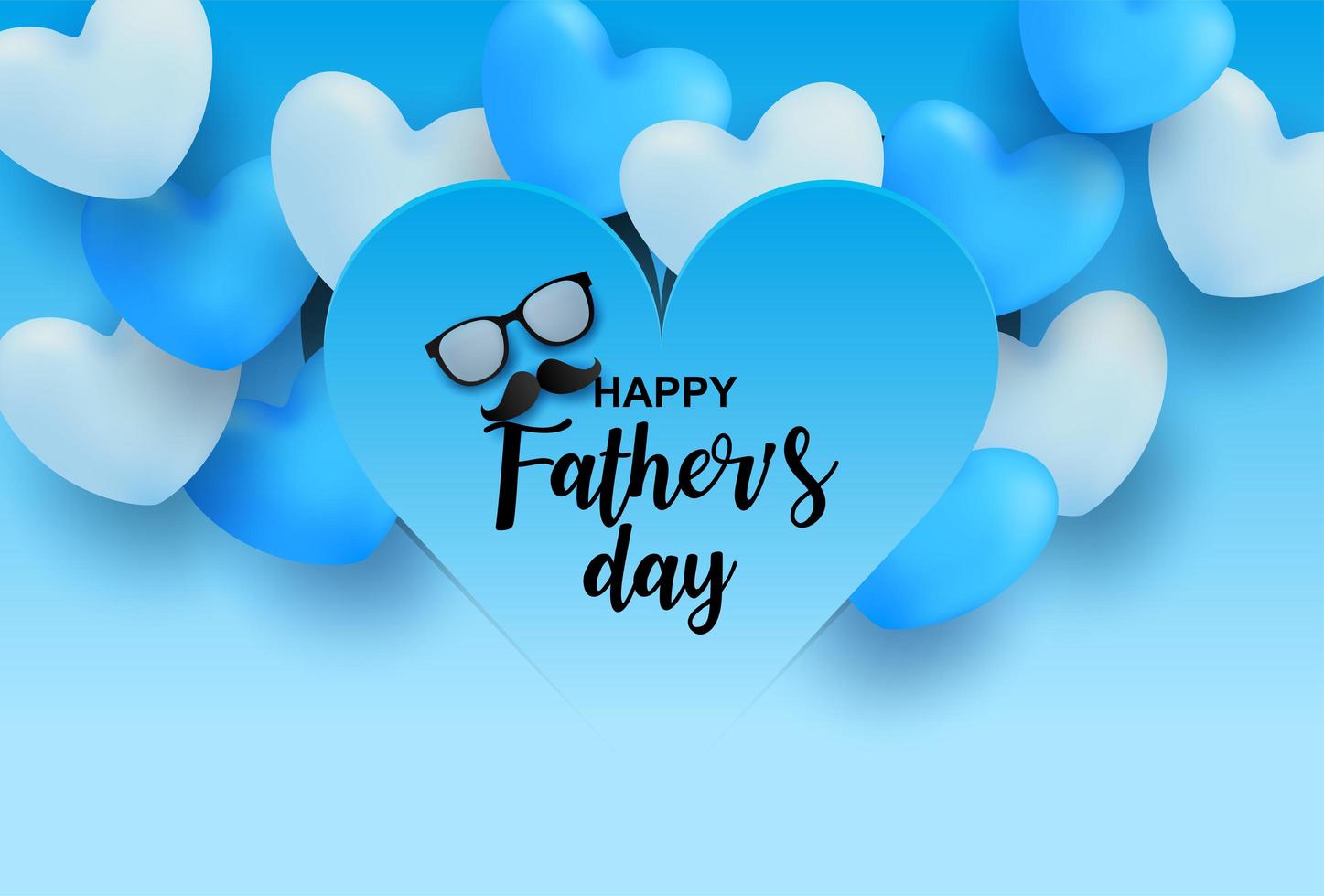 Father's Day gradient heart shape over 3D hearts vector