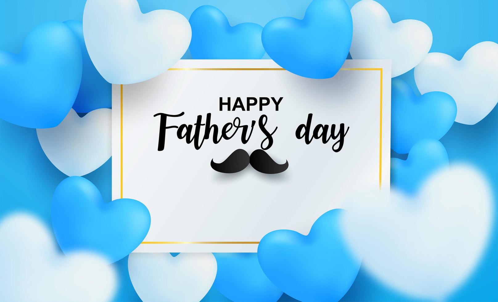 Father's Day card with blue and white hearts vector