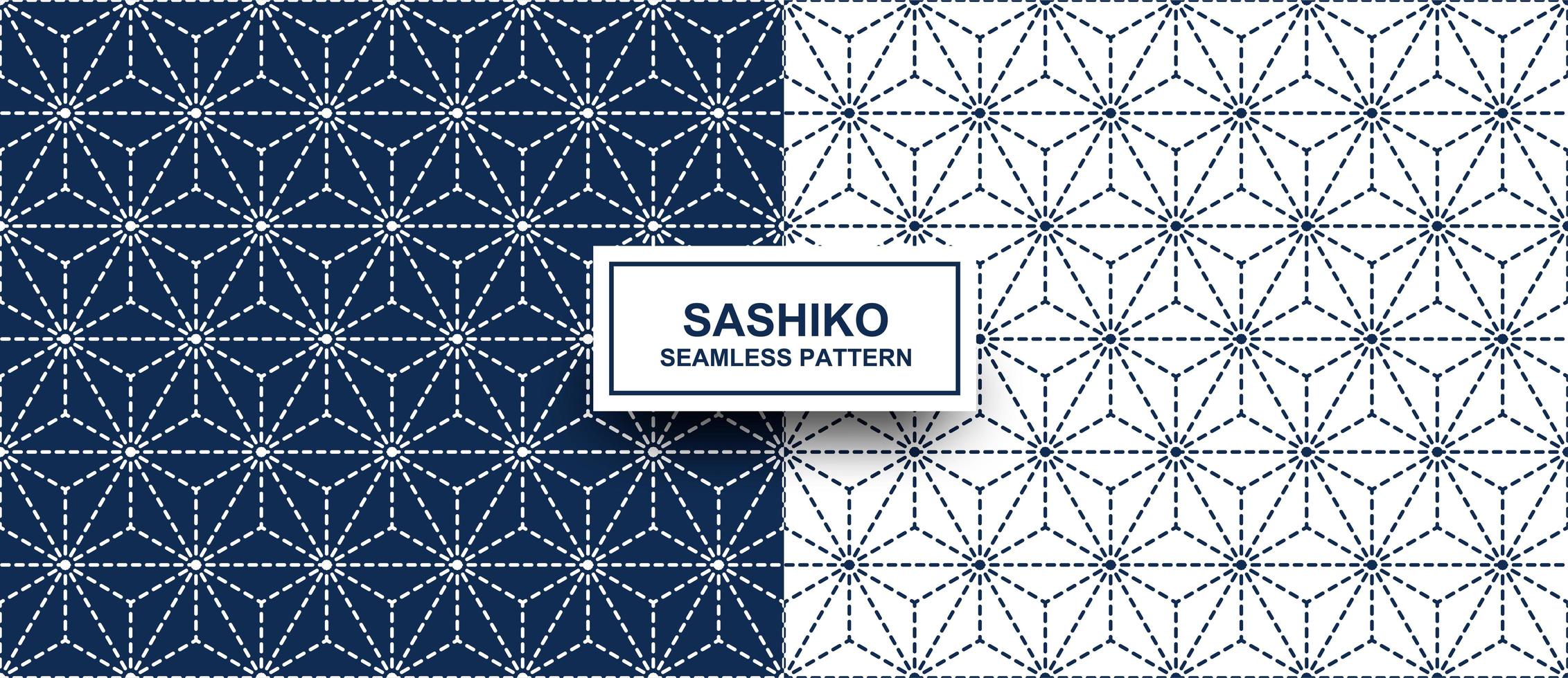 Geometric star shape sashiko seamless pattern vector