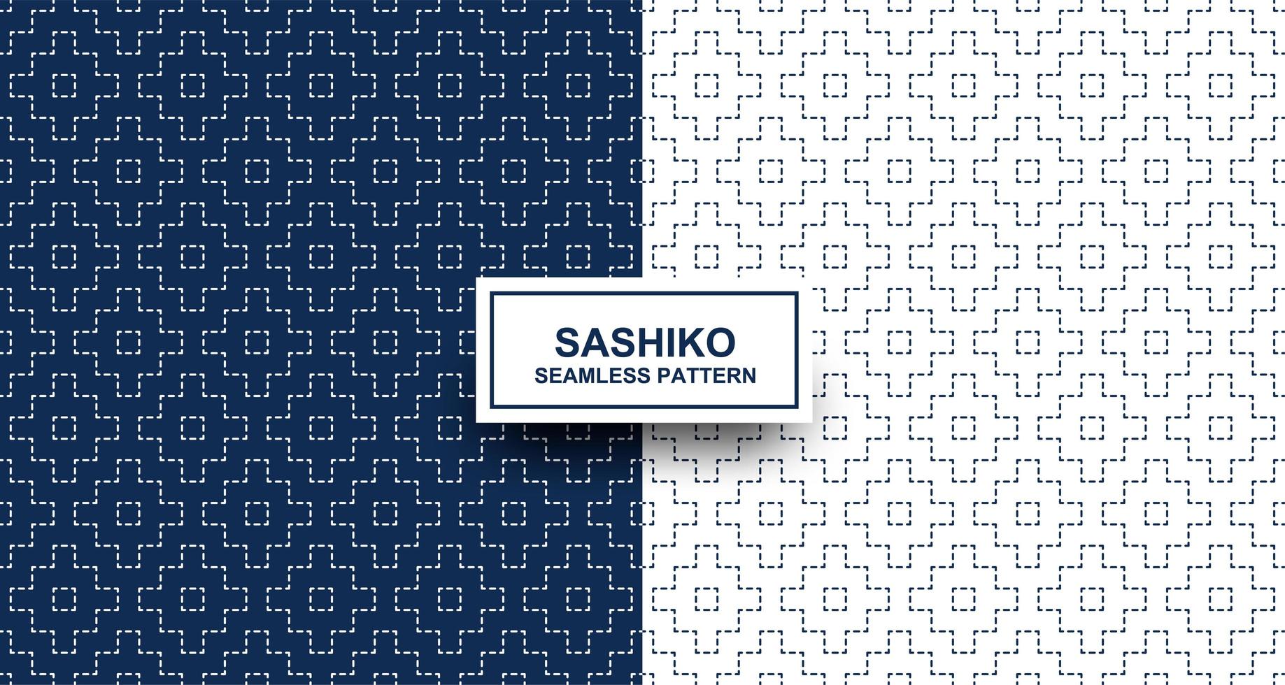 Indigo and white sashiko seamless pattern vector