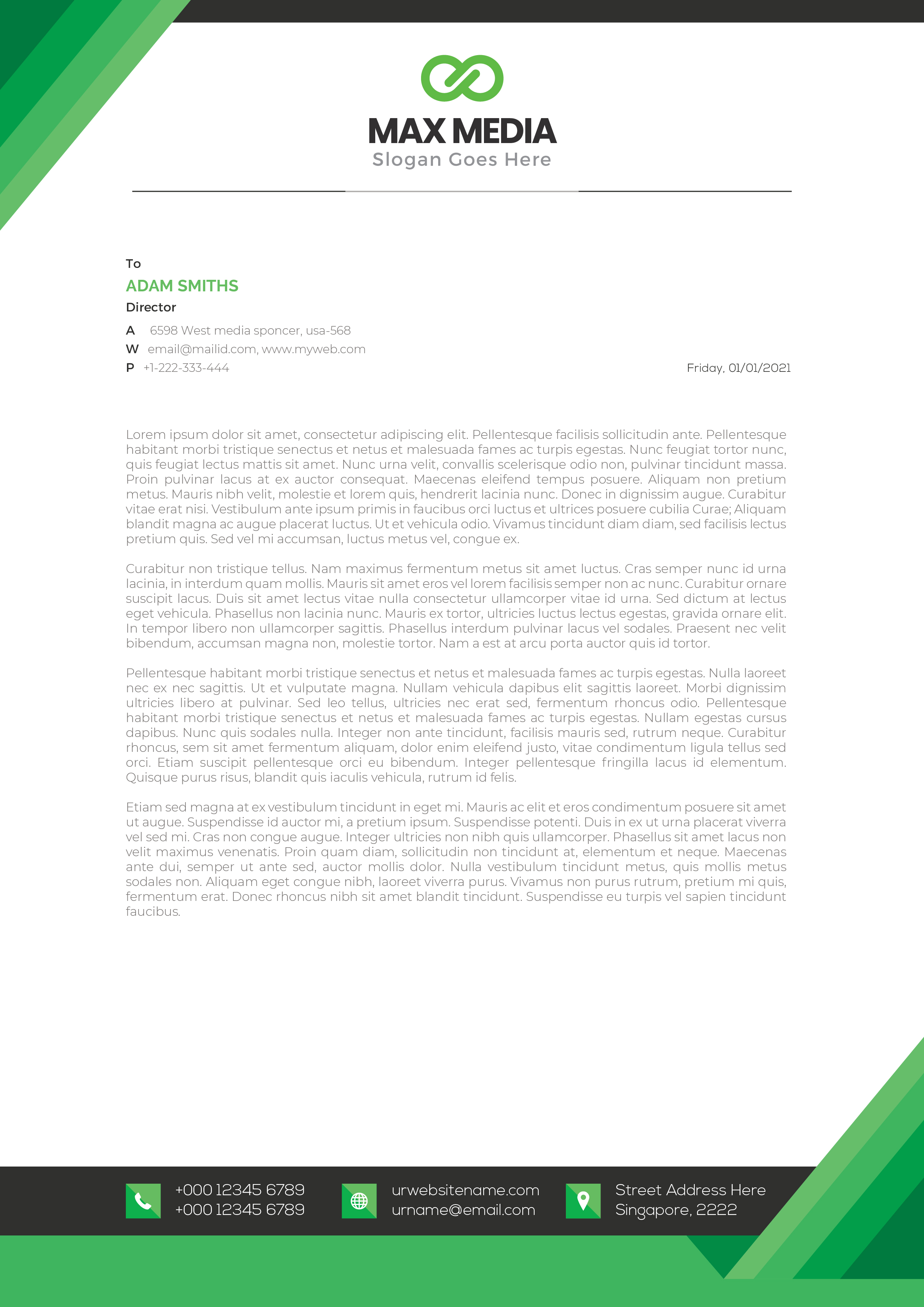 Letterhead template with green triangle corners 1122028 Vector Art at