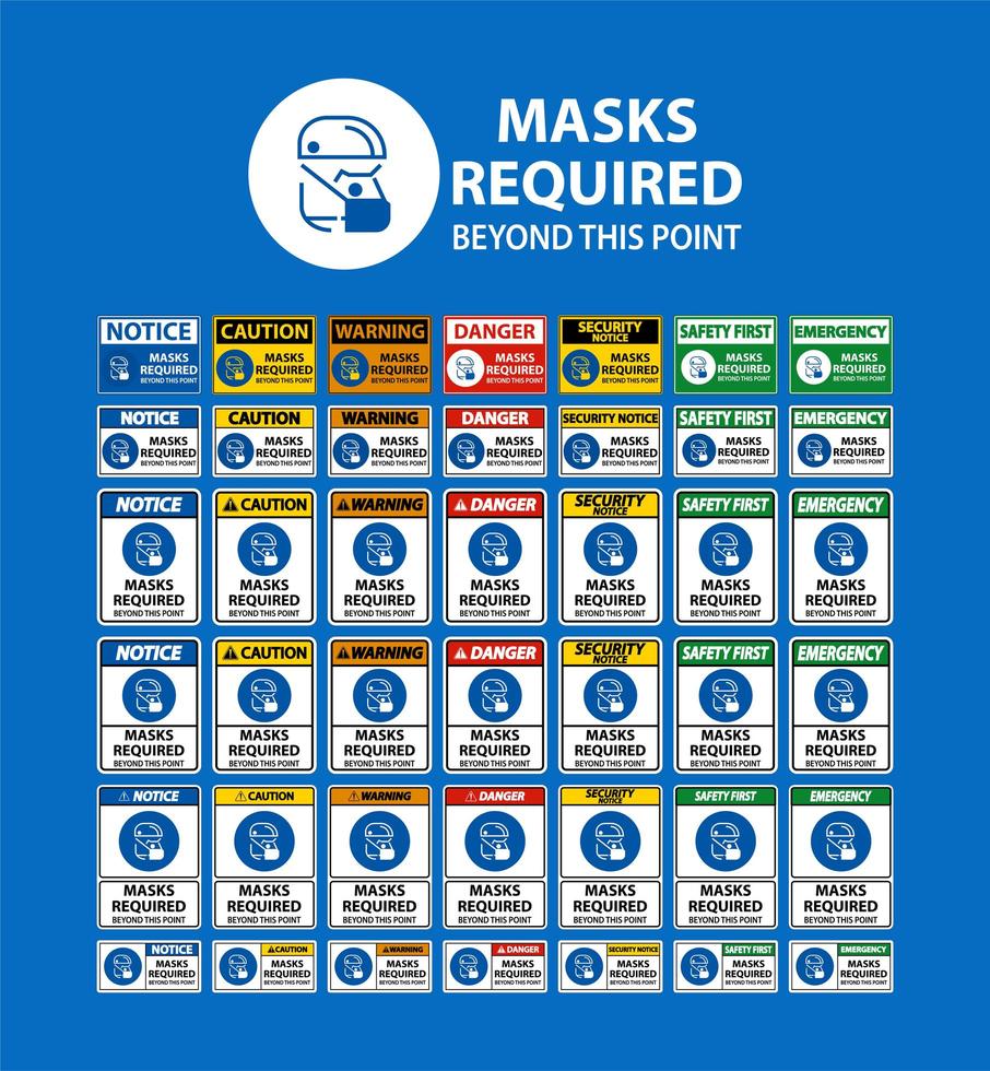 Side View Masks Required Beyond This Point Signs vector