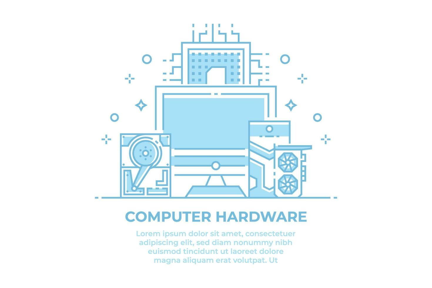 diseño lineal de hardware de computadora vector