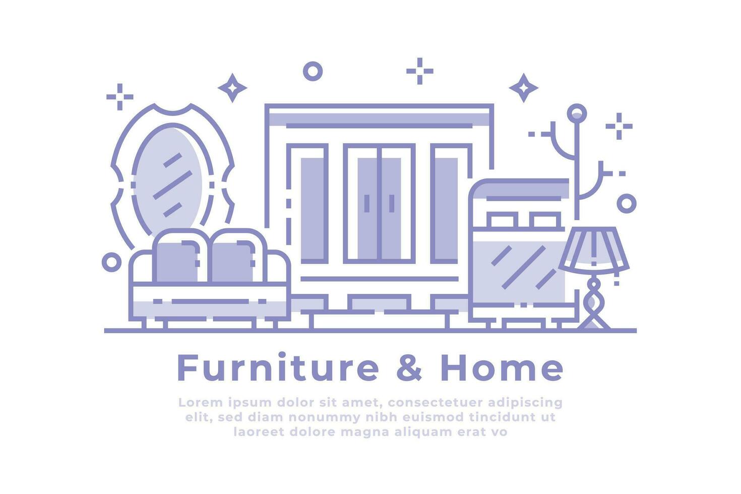 diseño lineal de muebles y hogar vector