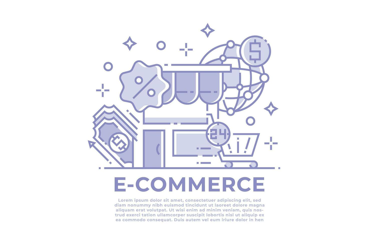 E-commerce and Shopping Linear Design vector